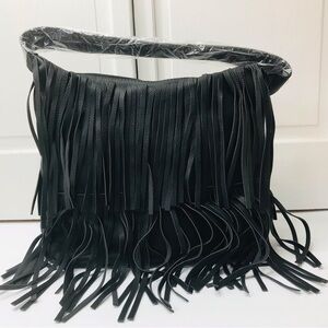 MODERN LUXURI Black Fringe Handbag